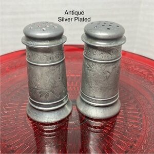 Antique Silver-plated Salt and Pepper Shakers